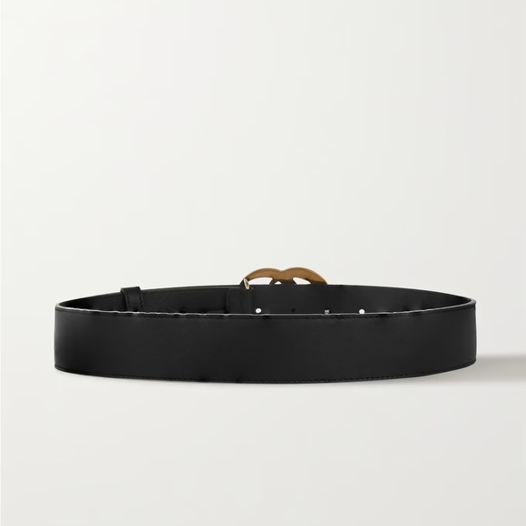 Gucci Black LEATHER BELT WITH DOUBLE G BUCKLE 1" Width Sz 85 - Picture 3 of 10